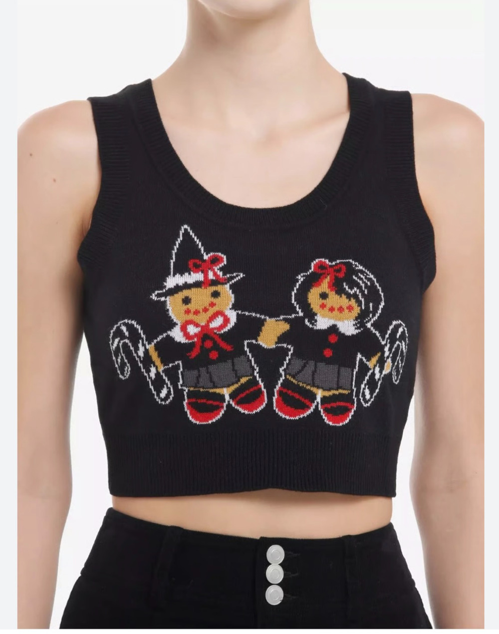 Social Collision Women's Goth Gingerbread Knit Tank Top Size XL